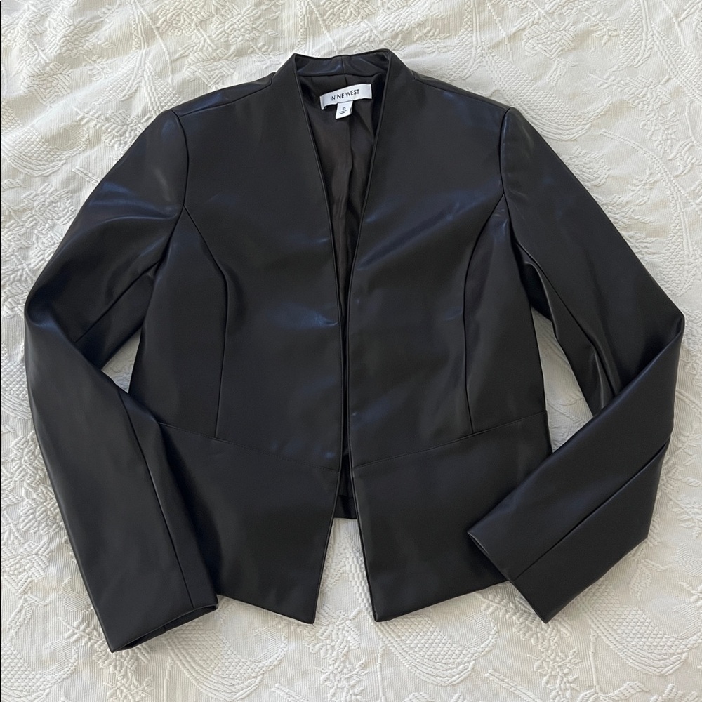 Nine West chocolate brown faux Leather Women's Jacket